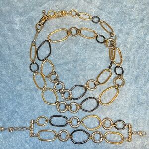 BRIGHTON Pebble Link 36” Necklace and Bracelet - Tri-Color